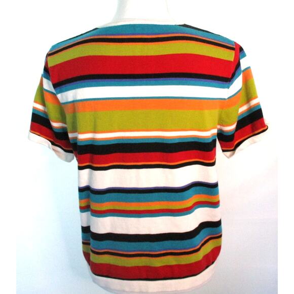 Sag Harbor Women's Multi Color Striped Short Sleeve Lightweight Sweater Size Med - Picture 5 of 10